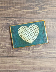 Tarjetero Corazón Vintage Tela vaquera/Ganchillo 2
