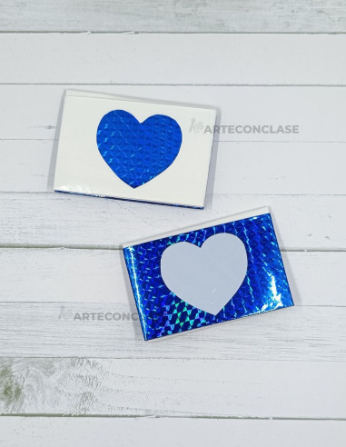Tarjetero Corazón Holográfico Azul