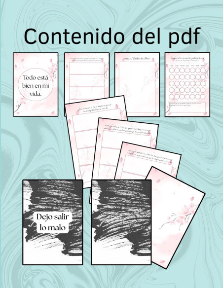 Cuaderno de Gratitud y Dejar ir. Plantillas imprimibles.