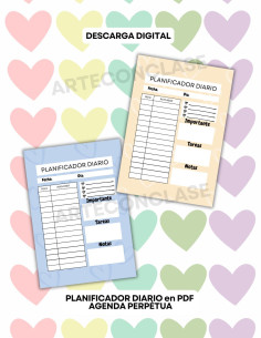 Planificador diario 1 - Colores Pastel - PDF imprimible