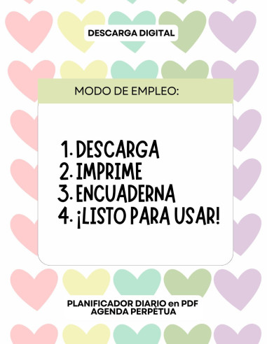 Planificador diario 1 - Colores Pastel - PDF imprimible