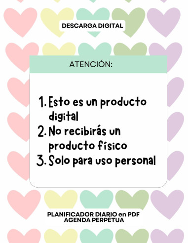 Planificador diario 1 - Colores Pastel - PDF imprimible