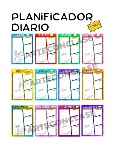 Planificador diario 1 - Estilo Cómic -PDF imprimible